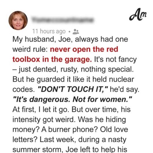 My husband, Joe, always had one weird rule: never open the red toolbox in the garage. https://thecelebritist.com/my-husband-forbade-me-from-touching-his/?utm_campaign=lovestyle&utm_medium=lovestyle&utm_source=lovestylefacebook | InspiredHome
