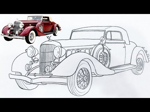 How to Draw a Classic 1930s Packard Car | Realistic Pencil Drawing Tutorial