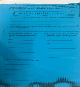 Ticker Tape Motion - QuestionsA length of ticker tape is pull... | Filo