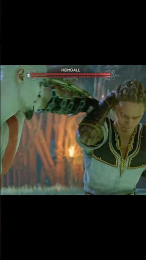 Young Kratos hits Heimdall