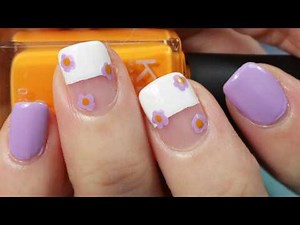Easy Purple Nails | Cute Flowers and Negative Space Nail Art | Simple Nail Tutorial for Beginners