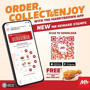 📣 Attention all MB App users! Introducing MB App Phase 2 - the reward stamps system is here! Start collecting stamps for amazing freebies, including a scrumptious MB Crispy Chicken for new sign-ups! Don't miss out! SCAN the QR code to get your rewards now! 📲 https://mbapp.marrybrown.com/ #MarrybrownMY #SomethingDifferent #MBApp | Marrybrown