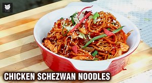 Prepare your taste buds for a spicy surprise! Enjoy tender and juicy chicken breast mixed with fresh veggies and boiled noodles. Chef Shantanu is here to spice up your taste quotient with delectable chicken Schezwan Noodles recipe. | Get Curried