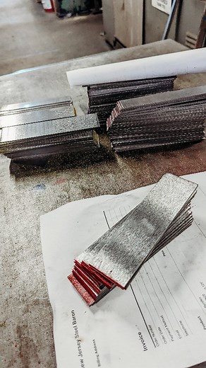 Andrew prepping a 15N20 Damascus bundle! These guys come wide belt ground, cleaned up, and ready to be stacked! A great value if you're making your own damascus! - #njsb #njsteelbaron #steel #steelsupplier #knifemakingsupplies #knifelife #knifemakingcommunity #handcrafted #custom #smallbatch #production #cutler #craftsman #blacksmith #bladesmith #machinst #maker #knifemaker #forged #makestuffwithyourhands #dirtyhandscleanmoney #damascus #damascuspattern | NJ Steel Baron, LLC