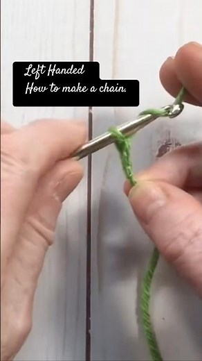 Left handed how to make a crochet chain. #beginnercrochet #crochetchain