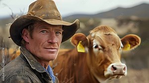Australian cattle farmer in the outback