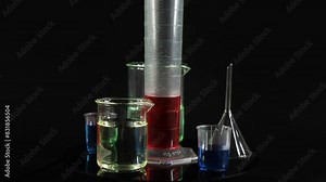 Colored Liquid in Beakers Experiment