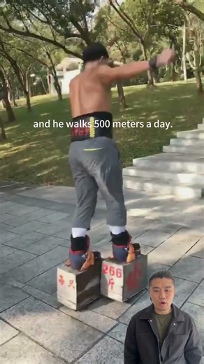 This kind of leg conditioning is just terrifying,He was wearing shoes weighing over 50 kilograms