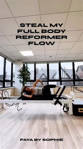 FAYA By Sophie on Instagram: "Steal my full body reformer class plan✨ Snippets from my 50 minute reformer class using the mini ball as a prop. We’re working through unilateral footwork, mid back series with ball under the sacrum, prone work, and of course sneaking in a fave lunge series. Video is sped up - real life is all about slow, controlled, intentional movement. Quality over speed, always🌸🤍✨ Filmed in the brand new Very Studios Oxted @very.pilates.studios such a gorgeous space to move in