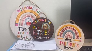 Personalized Teacher Signs for Classroom, Teacher Appreciation Gifts,Teacher Door Signs, Classroom Decorations for Teachers, teacher decor Rainbow
