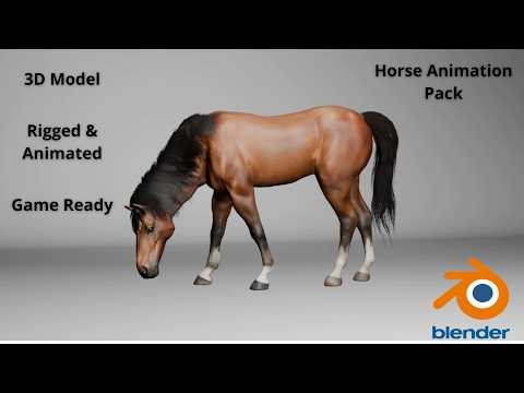 Realistic 3D Horse Animations – Idle, Eat, Walk, Trot & Run !