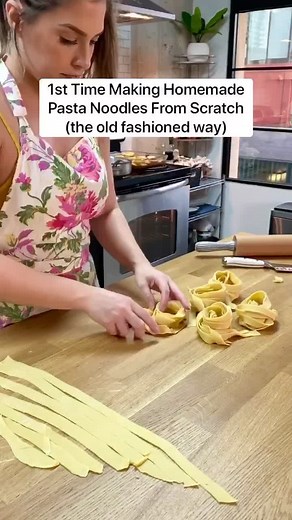 1st time making homemade pasta noodles from scratch! (The old fashioned way) How did I do @the_pastaqueen ? 😆 #cooking #pasta #homemade
