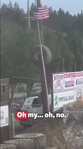 Huge tire flies off monster truck mid-show as shocked spectators watch on