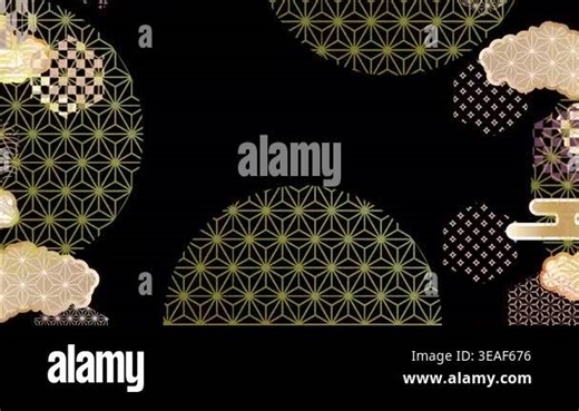 Golden Traditional Japanese Pattern Animation on Black Background Stock Video Footage - Alamy