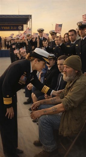 SECURITY STOPPED A HOMELESS MAN AT NAVY GRADUATION - UNTIL THE ADMIRAL SAW HIS ARM "Get out of here before I call the police," the security guard spat, shoving Caleb toward the street. "This is a military ceremony, not a soup kitchen." Caleb stumbled back, clutching the crumpled invitation to his chest. "I'm here for my son," he whispered, his voice raspy from years of silence. "Lucas Hayes. He's graduating." The people in line laughed. A woman in a designer dress wrinkled her nose. "As if a her