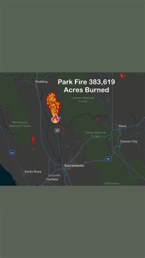 2.2K views · 50 reactions | The Park Fire burning north of Chico, CA is now at 383,000 acres one of the largest wildfires in California history. The fire is only 16% contained burning to the north toward Shingletown and CA-44 on Tuesday. #parkfire | Adventures With Jeff Martinez | Facebook