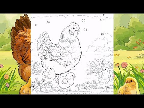 🐤🐥🐤🐣🐔MOM WITH LITTLE CHICKS _ Painting by numbers