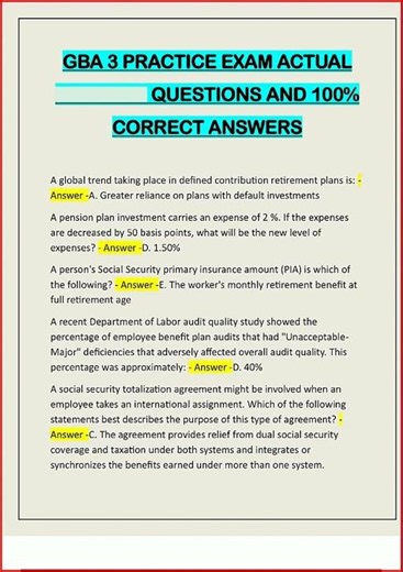 Gba 3 Practice Exam Actual Questions And 100 Correct Answers video