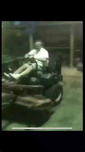 SillyWhamWham on Instagram: "An Investigation into Rotational Inertia and Mechanical Stress on Unstabilized Platforms. This sequence observes the effects of Centrifugal Force on a biological mass within a rotating mechanical system. The subject is positioned on a "Low-Friction Surface" (the mower seat) while the system undergoes a Rapid Radial Acceleration. As the Angular Velocity increases, we observe a failure in Lateral Structural Support, leading to a "Kinetic Displacement" of the subject fr