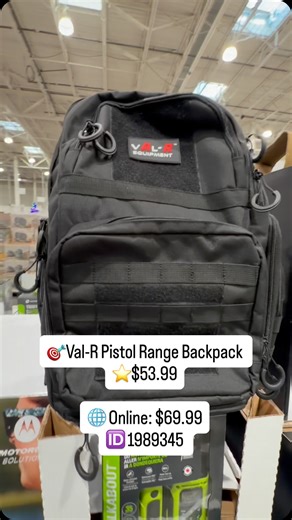 Only Costco Clothes on Instagram: "🎯Val-R Pistol Range Backpack — $53.99 🌐 Online: $69.99 🆔 1989345 Colors: Tan | Black Includes: • (1) Range Backpack • (3) Pistol Pouches • (3) Pistol Cases • (1) Gun Cleaning Mat Features: • Lower 3-pistol compartment with included pistol cases • Stowable gun cleaning mat • Removable Val-R patch • Molded carry handle • Side zippered multi-use pockets • Top compartment organizer with collapsible divider and magazine slots • MOLLE equipped