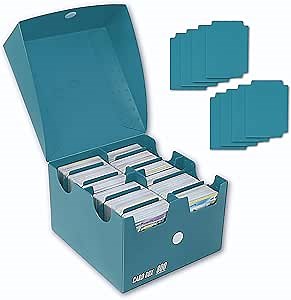 Trading Card Storage Box 800 - Teal | Card Box 800+ holds standard 35pt cards | 4-in-1 Compartments| Strong Double Wall Design | 8 dividers | Sports - Card Deck Storage Box - Teal