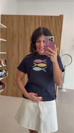 The Fish Patchwork Tee in Navy