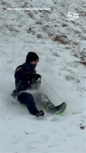 ❄️ Children in Oklahoma weren't the only ones having fun in the winter weather Saturday. Even police officers joined the fun. MORE: https://tinyurl.com/2efxhdev | KOCO 5 News