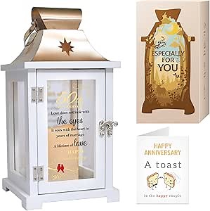 Best 50th Anniversary Wedding Gifts for Couple, Wife, Parents, Husband - 50th Wedding Anniversary Lantern, Golden 50 Years of Marriage Gifts for Couple, Wife, Her, Women