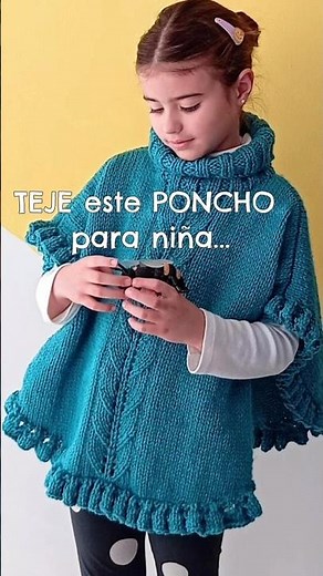 ¡Te enseño a tejer este poncho a dos agujas para niña! #knitting #tejidodosagujas