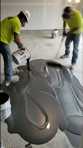 Metallic epoxy garage floor transformation 🔥 #epoxyfloor #satisfying #homedecor