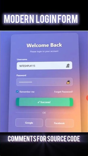 3D Modern Login Form in HTML CSS JavaScript 2025 | Glassmorphism UI Login Page Design |#CodingShorts