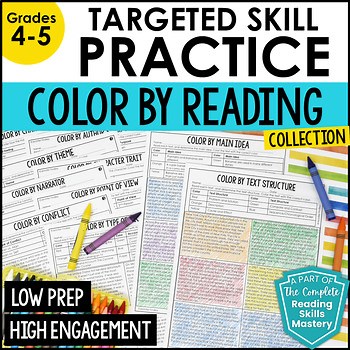 Reading Skills Color Practice – 28 Printables for Comprehension & Test Prep