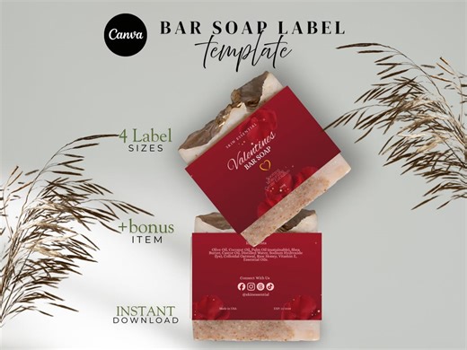 Valentine Bar Soap Label Template | Editable Printable Soaps Wrap | DIY Valentine’s Day Gift Labels | Canva Printable | Romantic Packaging - Etsy