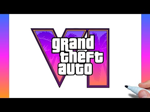 How to draw the Grand Theft Auto VI Logo / drawing gta 6 logo step by step