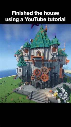 Minecraft House Build 🏠 | Built Using YouTube Tutorial | Exterior & Interior #minecraftshorts