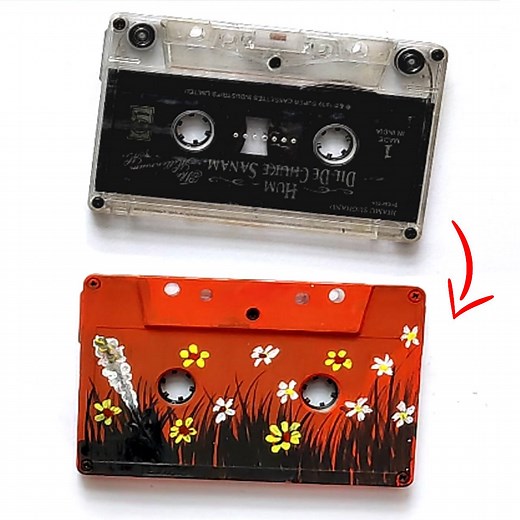 34K views · 94 reactions | Floral handpainted upcycled cassette tape - Mini Artworks | Art & Craft | Facebook