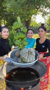 100K views · 627 reactions | How to crispy fresh pumpkin and green banana recipe | Primitive Art | Facebook