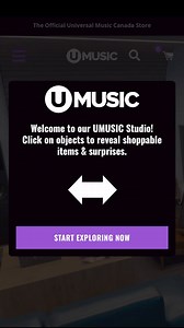 Step into the UMUSIC Studio ✨️ Click on objects to reveal shoppable items & a few surprises! 👀 www.umusic.ca | Universal Music Canada