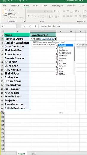 Flip Excel Data from Bottom to Top 🔥| Reverse Order Made Easy #Shorts
