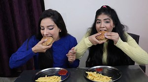 Masala Dosa Burger and French Fries Eating Challenge | Food Challenge | Ding Dong Girls