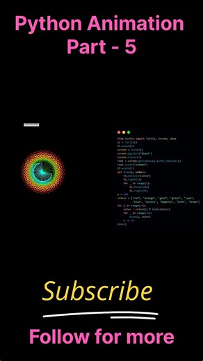 Create a Colorful Spiral Square Art in Python Turtle | Python Turtle Graphics Project | #shorts