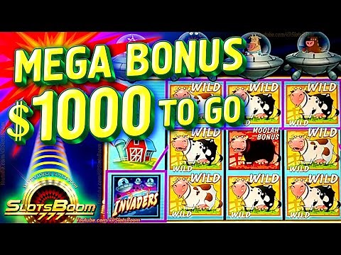 MOOLAH CATCH!!! MEGA BONUS - INVADERS ATTACK FROM THE PLANET MOOLAH - CASINO SLOTS