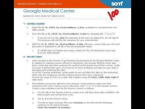 Illustrated Excel 2019 | Module 5: SAM Project 1a