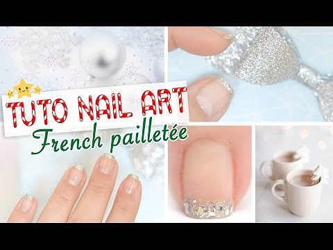 Nail art de fête facile ♡ French argentée pailletée