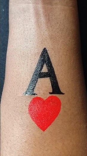 ​'A' Letter Tattoo Design On Hand ❤️🖤 | Easy Pen Tattoo Art #shorts #tattoo #letterart #heart