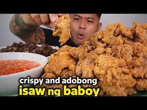CRISPY AND ADOBONG ISAW NG BABOY | OUTDOOR COOKING | MUKBANG PHILIPPINES