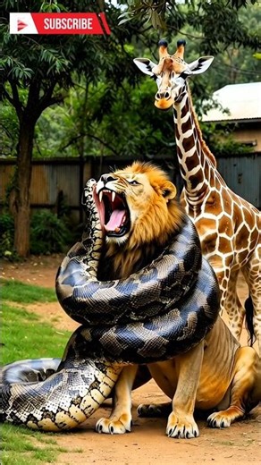 Gaint Python Attack to Lion #shorts #shortvideo #youtubeshorts #animals #usa #zoo