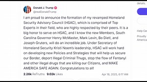 📋 川普宣布改组后的国土安全顾问委员会（HSAC）正式成立。_20250418