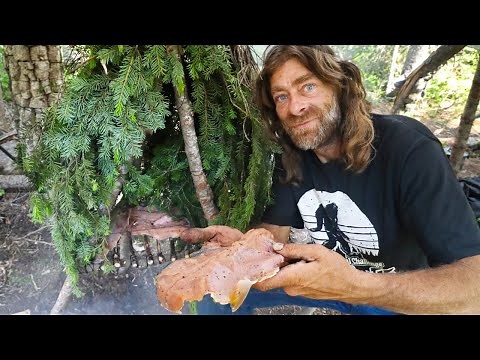 How to Build a Bushcraft Fish Smoker - Day 20 of 30 Day Survival Challenge Canadian Rockies
