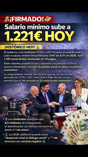 ¡FIRMADO! SMI sube a 1.221€ HOY: CEOE furioso y amenaza con acciones legales! 💸